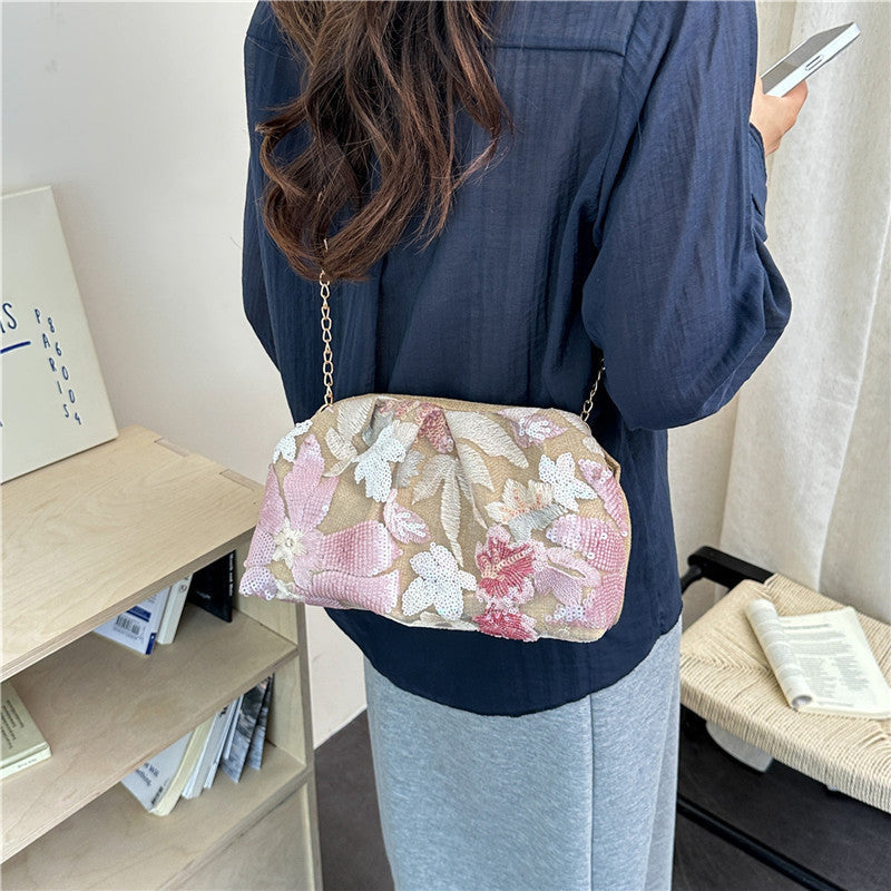 1WoElegant Floral Sequin Clutch Bag Miroken