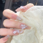 1Artistic Press-On Nail Design with Decorative Silver Accents Miroken