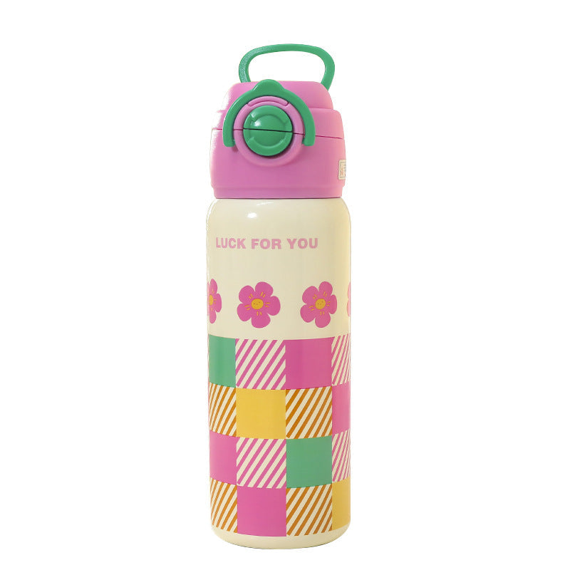 1Women's insulated drinking bottle with child-friendly design and practical carrying handle Miroken