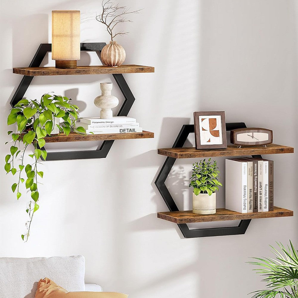 1Wall shelf with modern honeycomb design Miroken