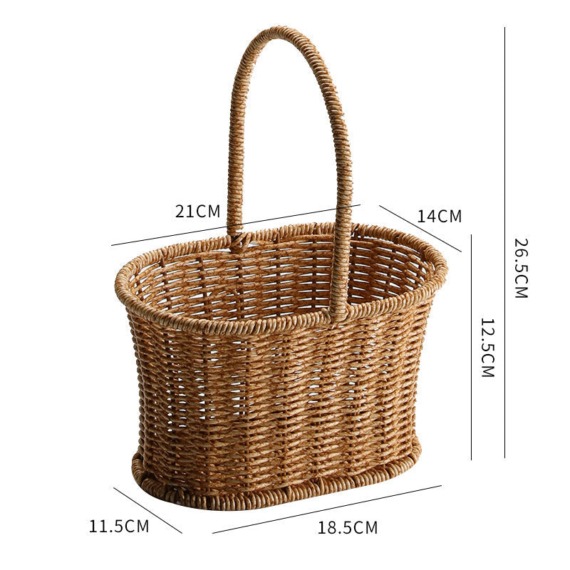 1Decorative Woven Storage Basket with Mushroom Emblem Miroken
