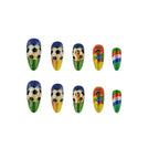 1Artificial nails with football motif and glitter accents Miroken