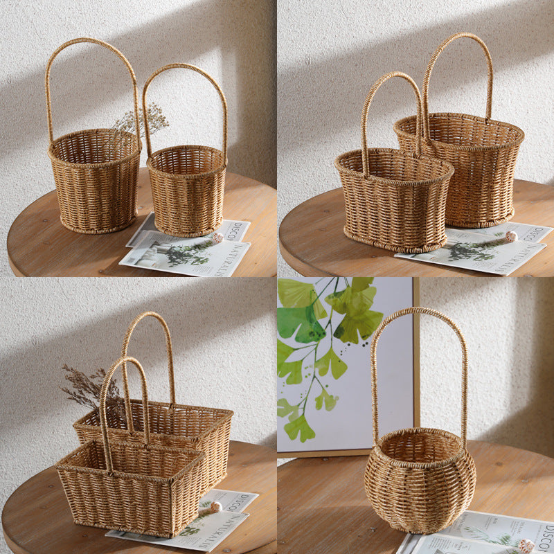 1Decorative Woven Storage Basket with Mushroom Emblem Miroken