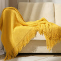 1Textured Fringe Throw Blanket Miroken