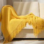1Textured Fringe Throw Blanket Miroken