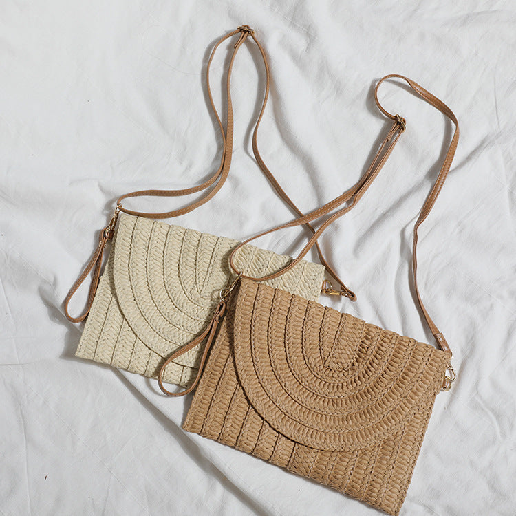 1Handbag Made of High-Quality Woven Straw with Elegant Flap Closure Miroken