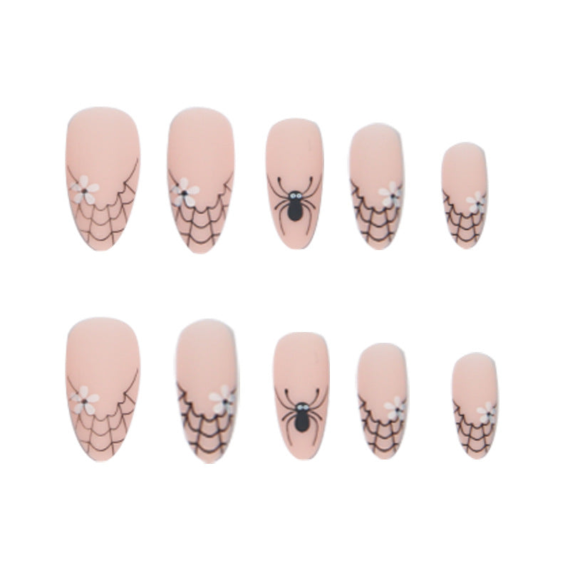 1Creative artificial nails with spider web design Miroken