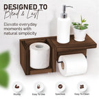 1Wall-Mounted Wooden Toilet Paper Shelf Organizer with Metal Roll Holder and Storage Cubby Miroken