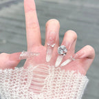 1Artificial nails with glitter and crystal embellishments Miroken