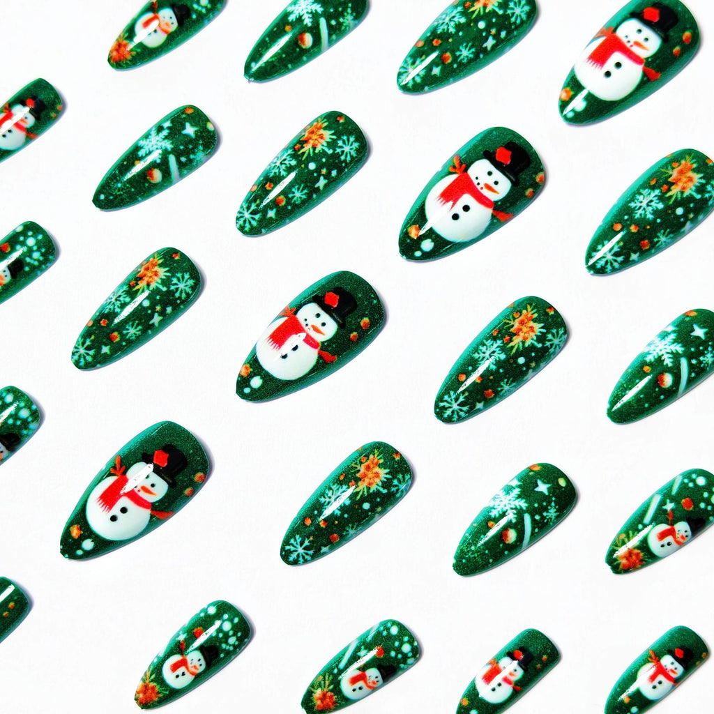 1Artificial nails with festive snowman design Miroken