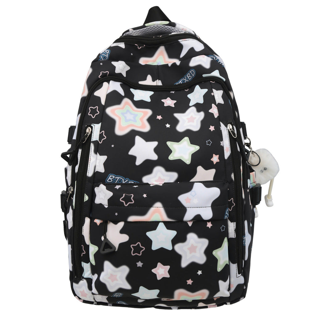 1Backpack with Colorful Star Motif and Multifunctional Compartments Miroken