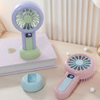 1Ladies portable handheld fan with digital speed display Miroken