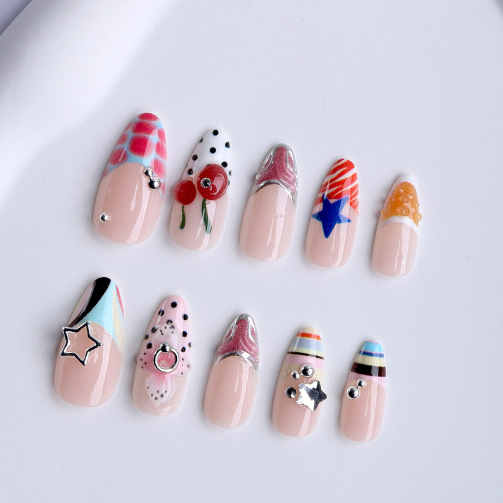 1Artificial nails with creative design and sparkling accents Miroken