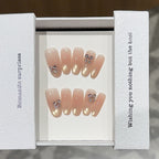 1Elegant artificial nails with glitter and floral design Miroken