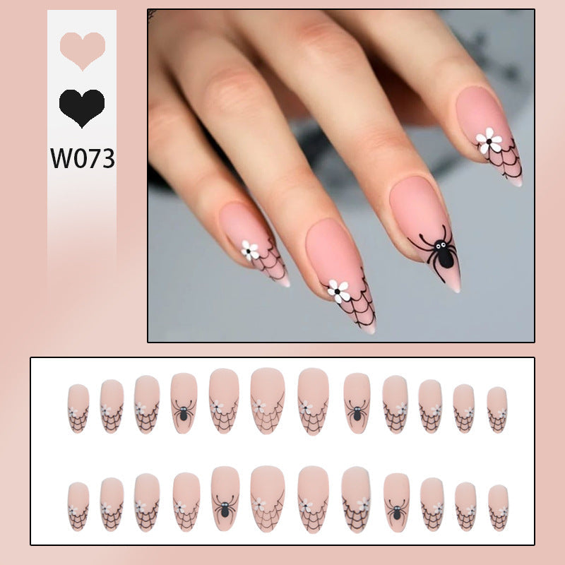 1Creative artificial nails with spider web design Miroken