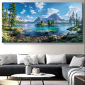 1Panoramic Gallery-Wrapped Mountain Lake Canvas Wall Art Print With High-Definition Archival Inks