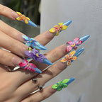 1Artificial nails with floral 3D applications Miroken