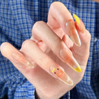 1Artistic Press-On Nail Set with Floral and Glossy Accents Miroken