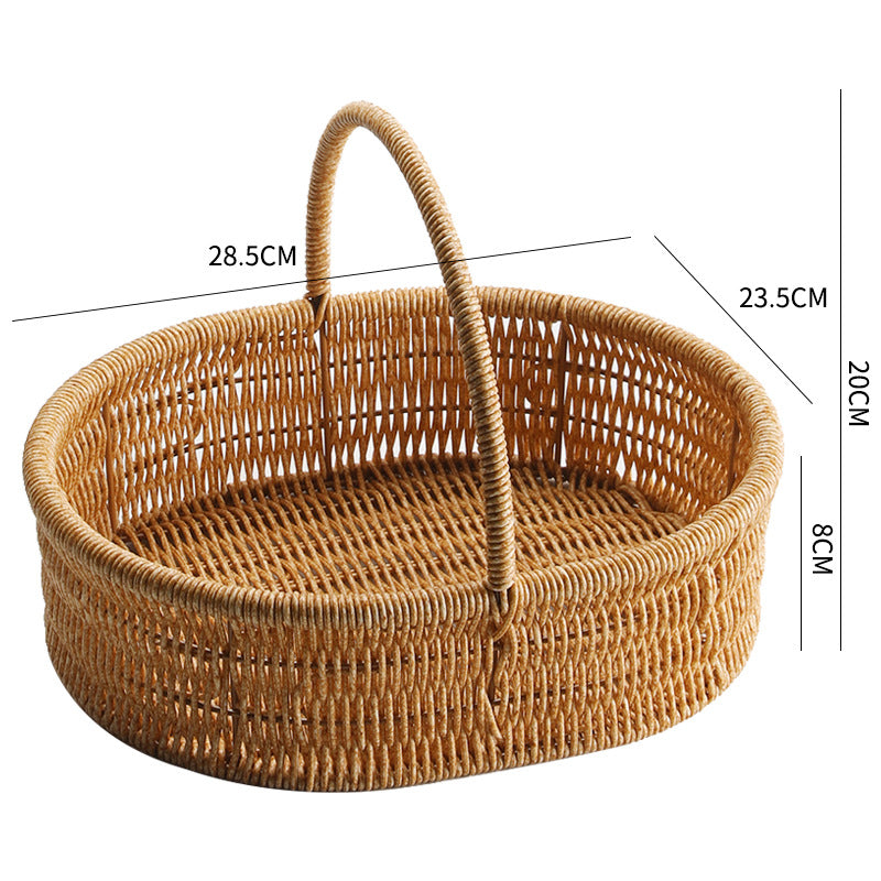 1Decorative Woven Storage Basket with Mushroom Emblem Miroken