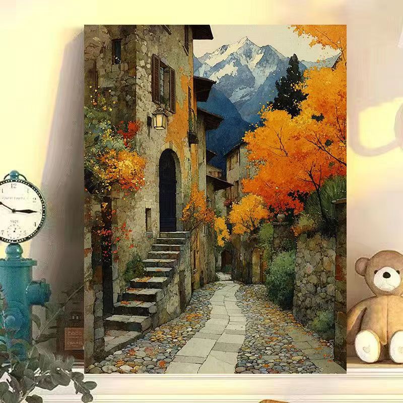 1Vintage European Landscape Canvas Art Print Miroken