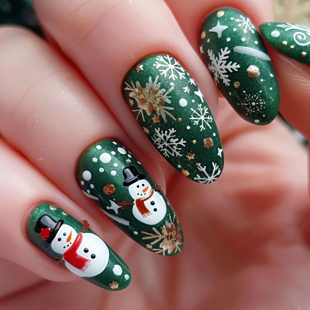 1Artificial nails with festive snowman design Miroken