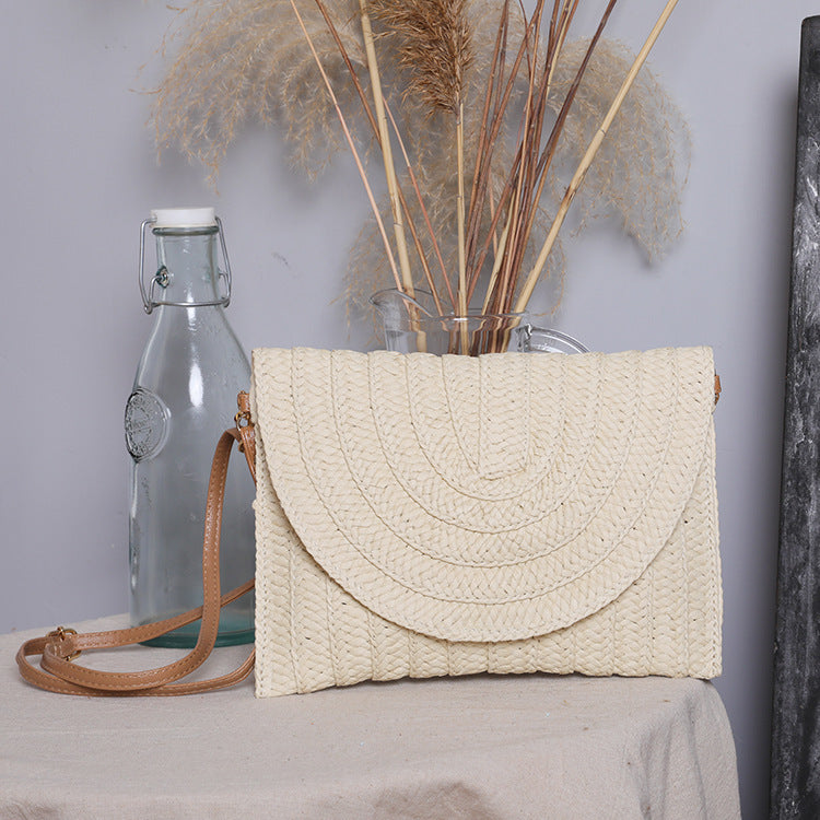 1Handbag Made of High-Quality Woven Straw with Elegant Flap Closure Miroken