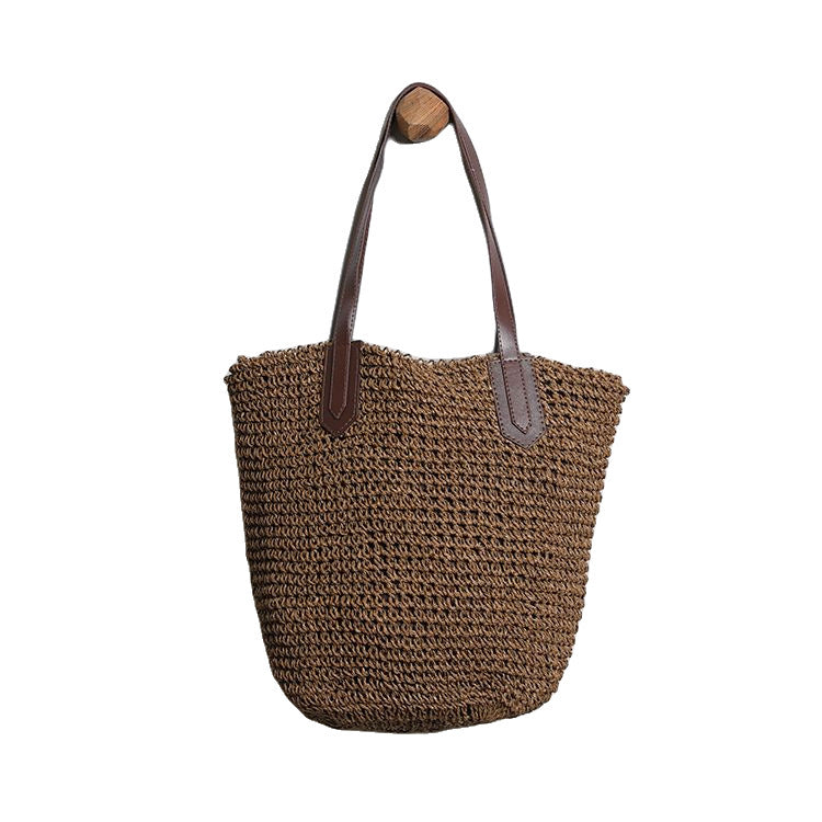 1Generous wicker tote bag with leather handles Miroken
