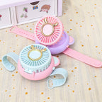 1Ladies portable hand fan with integrated mirror and cute animal design Miroken
