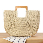 1Handcrafted straw bag with wooden handle Miroken