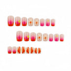 1Artificial nails with floral 3D designs and gradient color Miroken