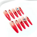1Artificial nails in elegant ombre style with glitter and jewelry accents Miroken