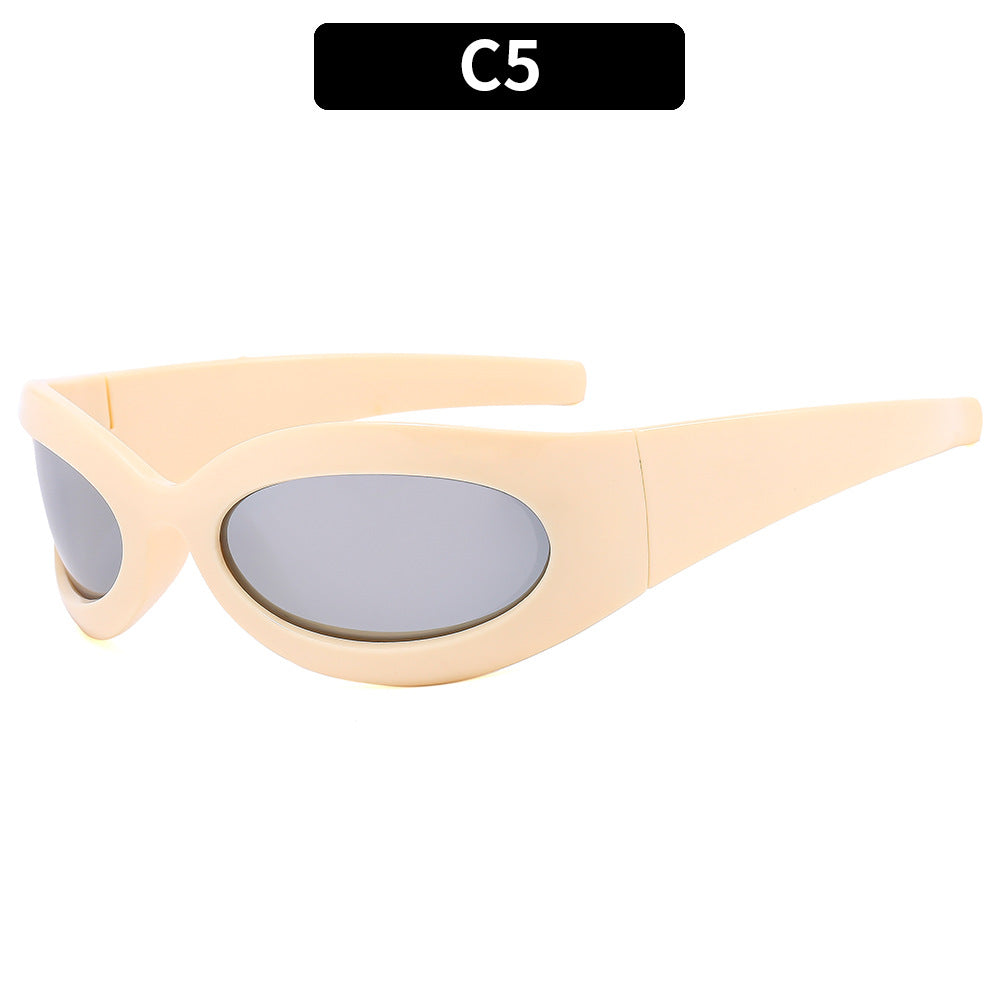1Sleek Futuristic Oval Sunglasses