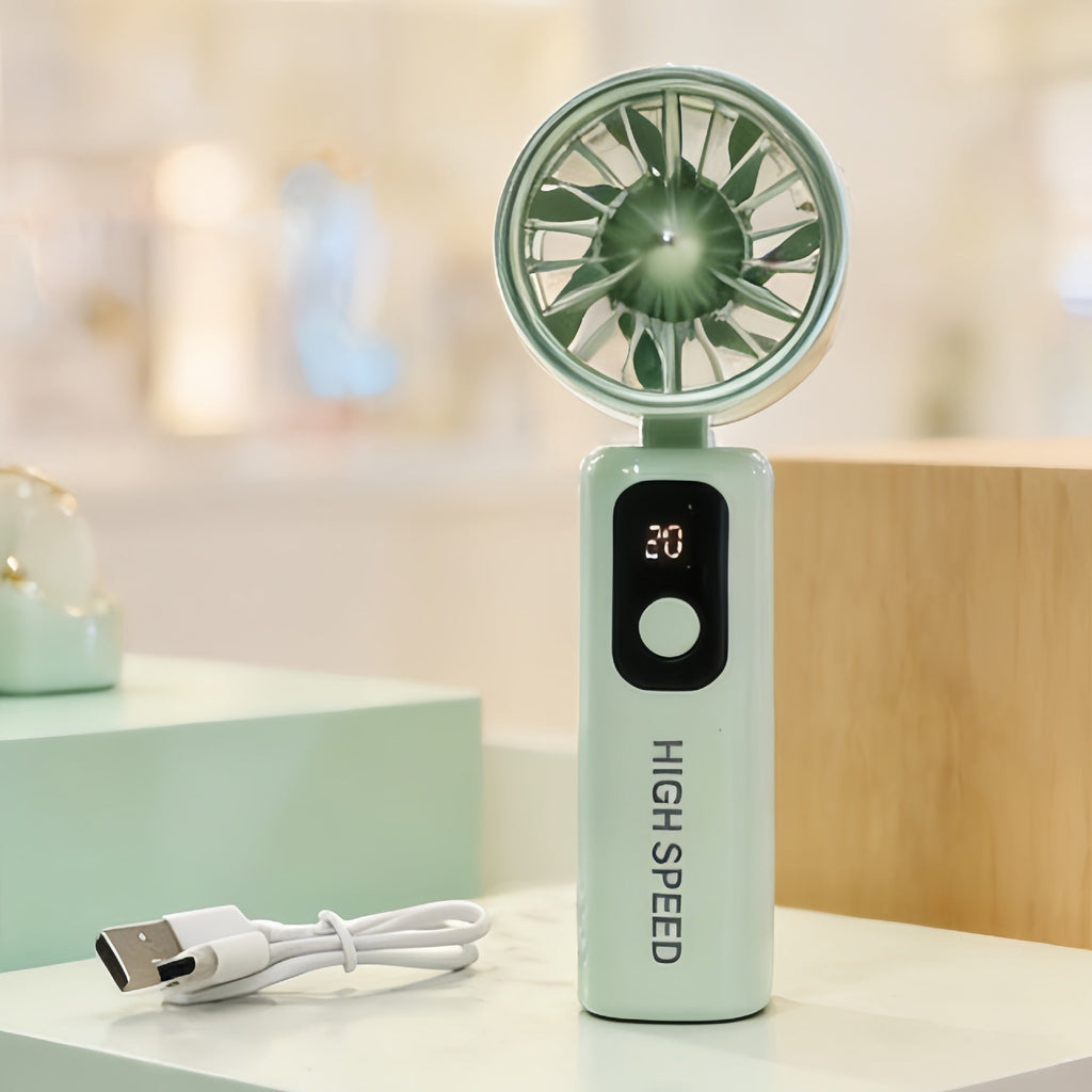 1Portable handheld fan with LED display and USB charging function Miroken