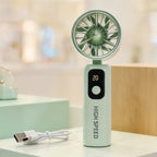 1Portable handheld fan with LED display and USB charging function Miroken