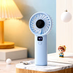1Ladies portable handheld fan with digital speed display Miroken