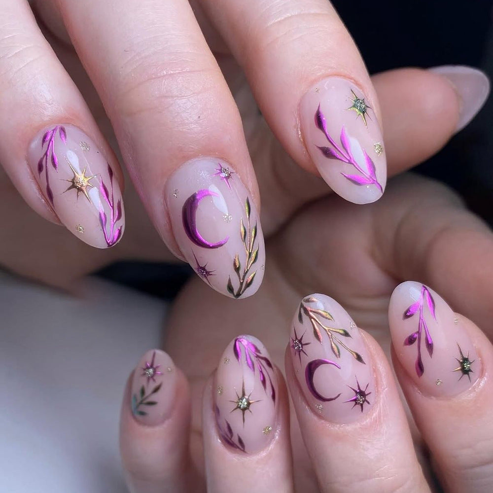 1Artificial nails with floral 3D applications Miroken