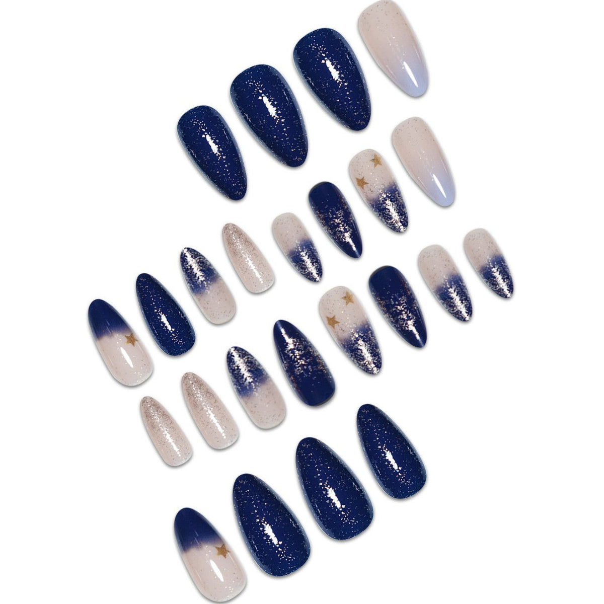 1Stiletto Press-On Nail Art Extensions with Starry Designs Miroken