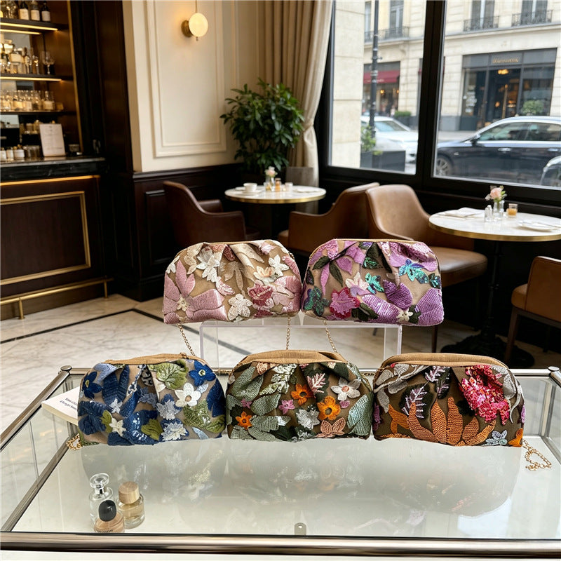1WoElegant Floral Sequin Clutch Bag Miroken