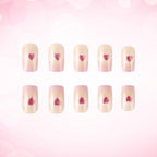 1Heart-Embellished French Tip Acrylic Nails Miroken