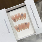 1Elegant artificial nails with glitter and floral design Miroken