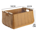 1Large Handwoven Storage Basket with Ergonomic Handles