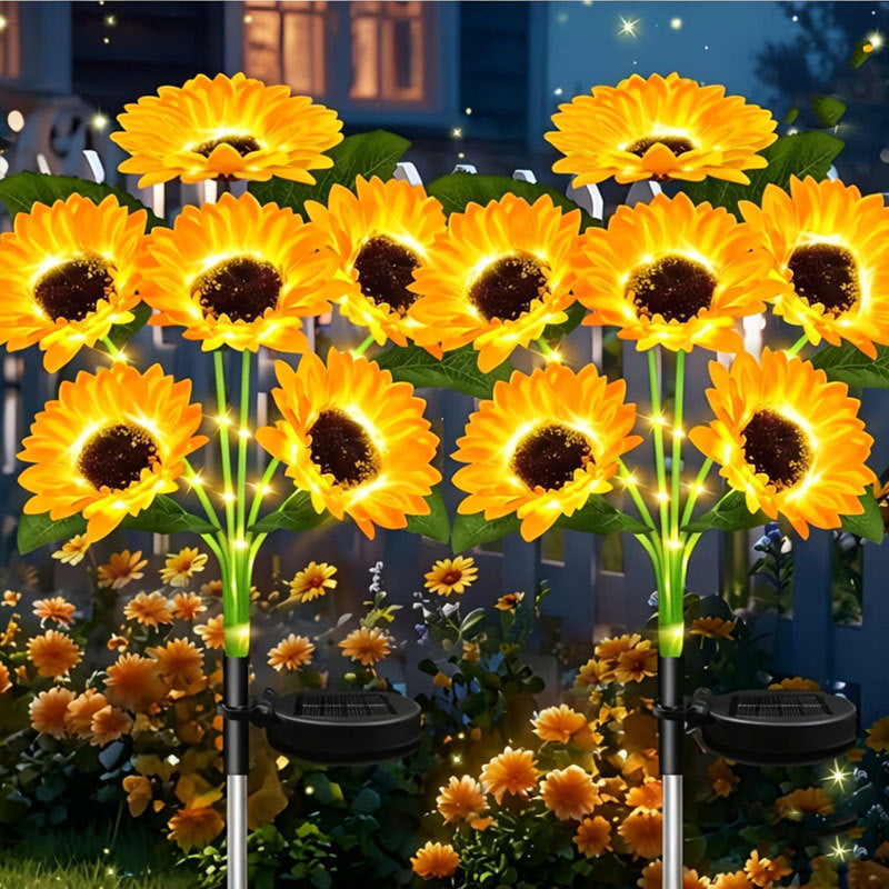1Solar-Powered LED Sunflower Garden Stake Lamp With Waterproof Panel And Adjustable Stem Miroken