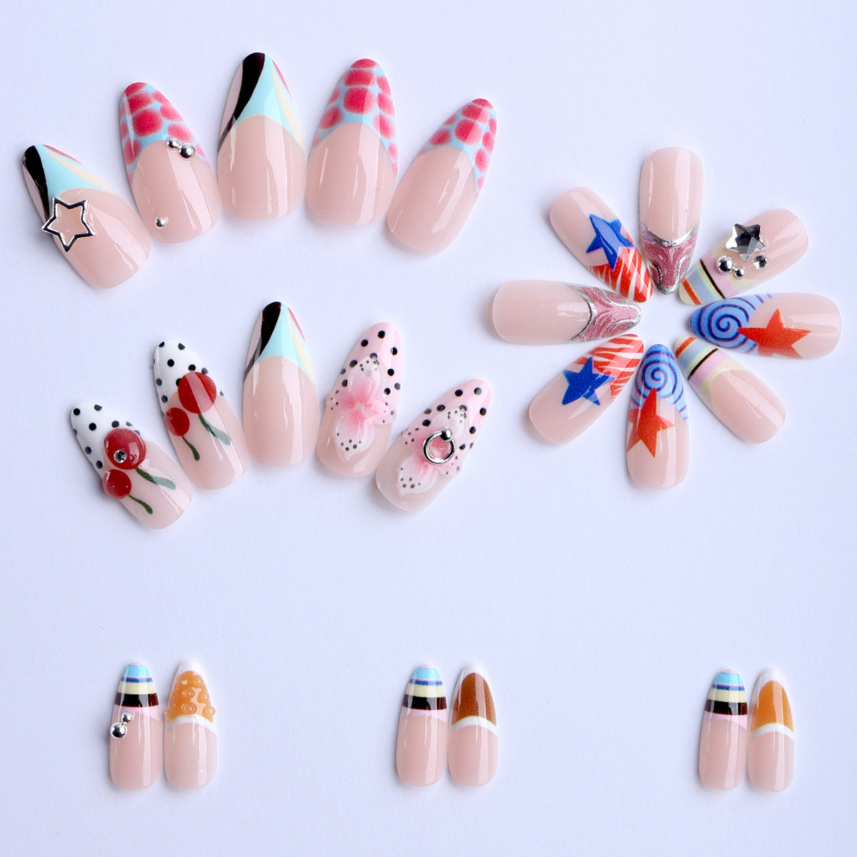 1Artificial nails with creative design and sparkling accents Miroken