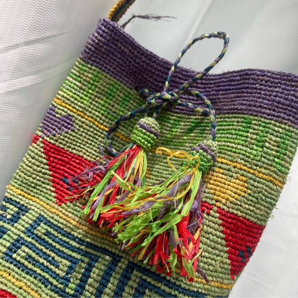 1Handmade tote bag with colorful tassels Miroken