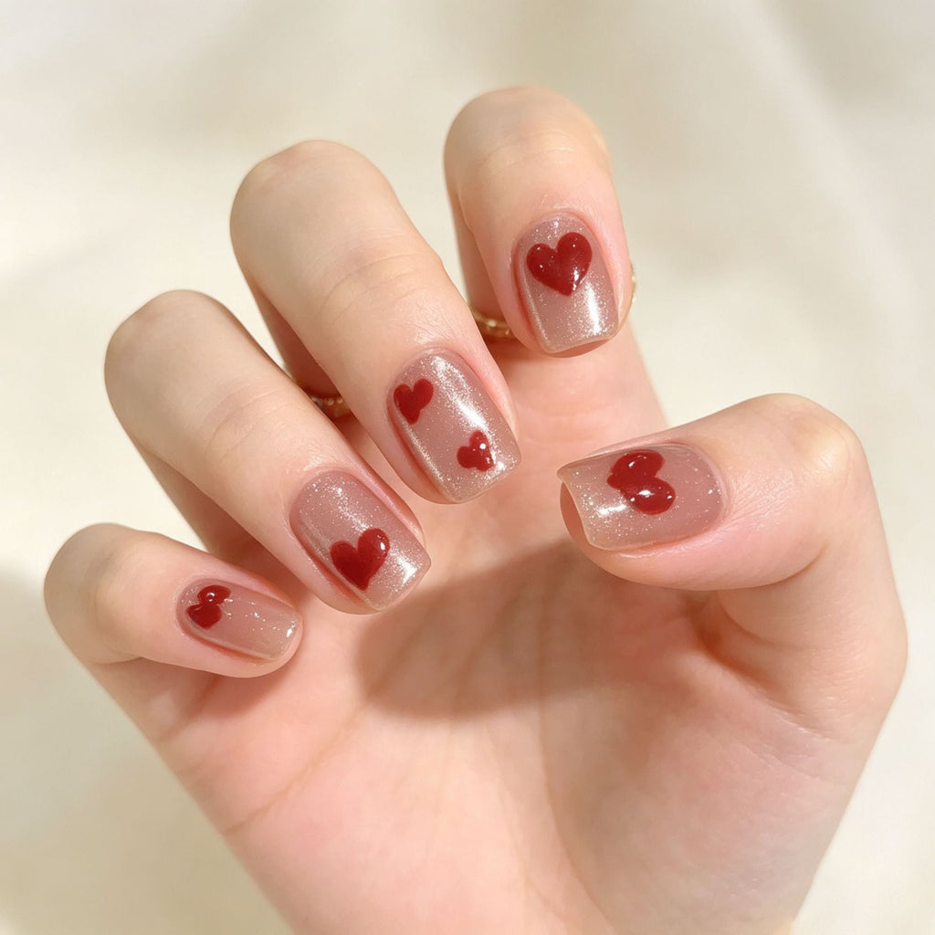 1Heart-Themed Press-On Nail Design Miroken