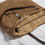 1Generous wicker tote bag with leather handles Miroken