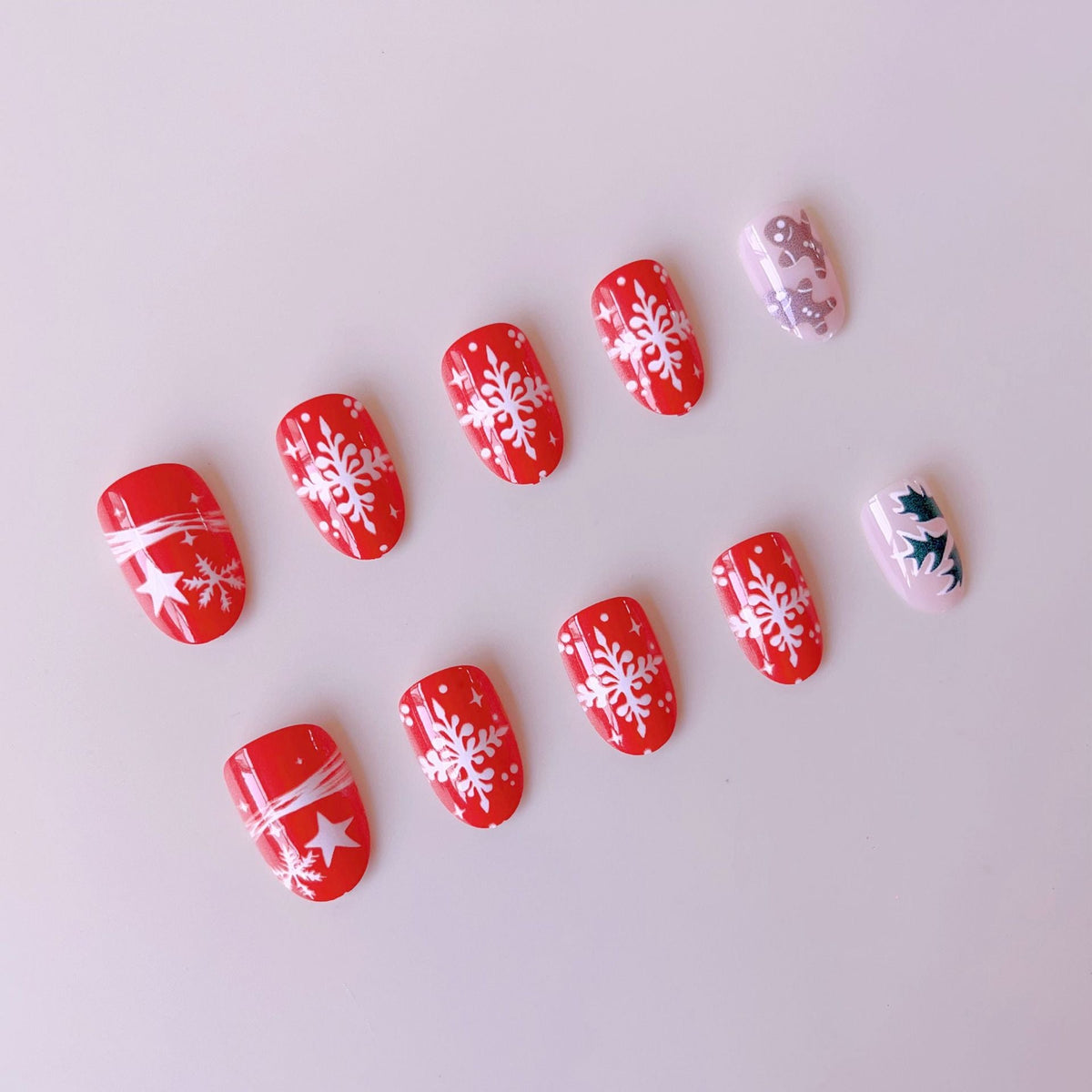1Artificial nail set with winter motifs and glamorous Christmas designs Miroken
