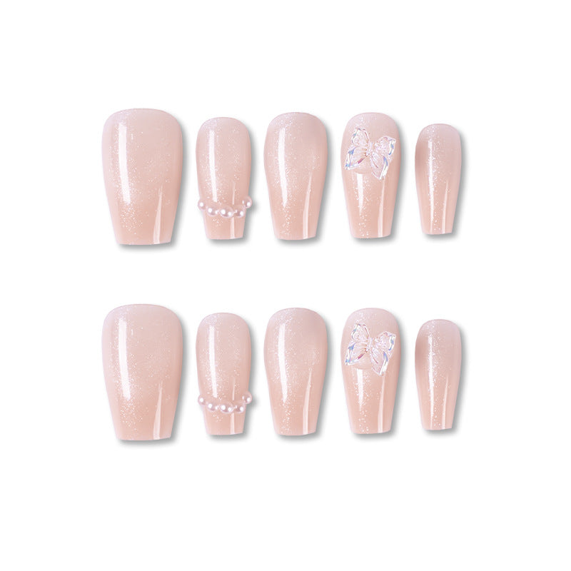 1Butterfly-Embellished Glossy Press-On Nail Set Miroken