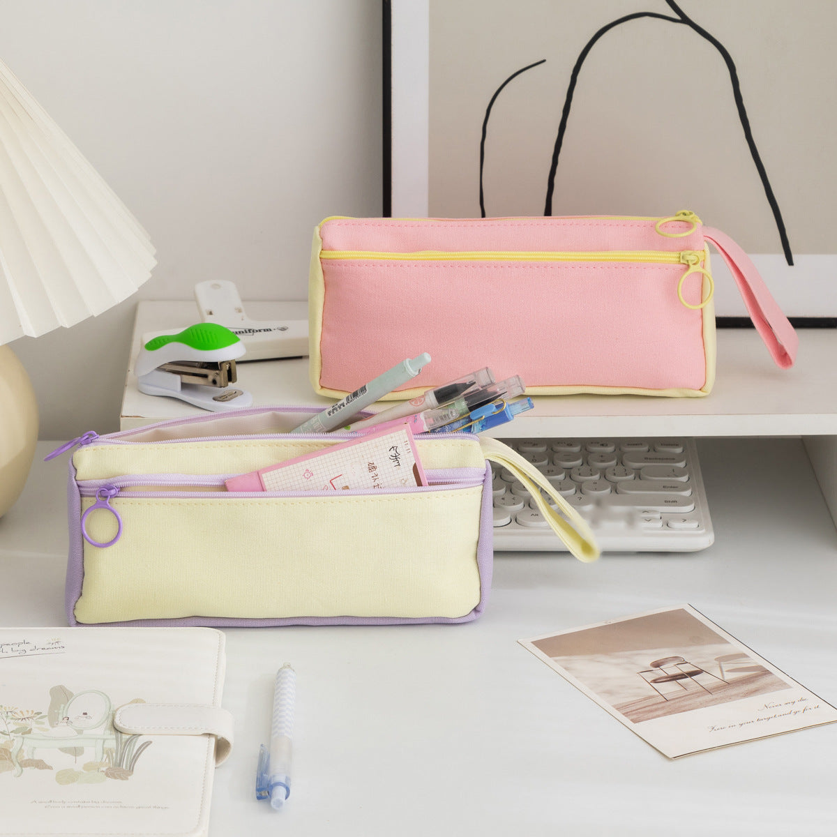 1Durable Double-Zippered Pencil Pouch Miroken