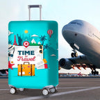 1Unisex nan elastic motive suitcase protection in retro travel poster design with zipper and anti-slip attachment for spinner trolleys Miroken
